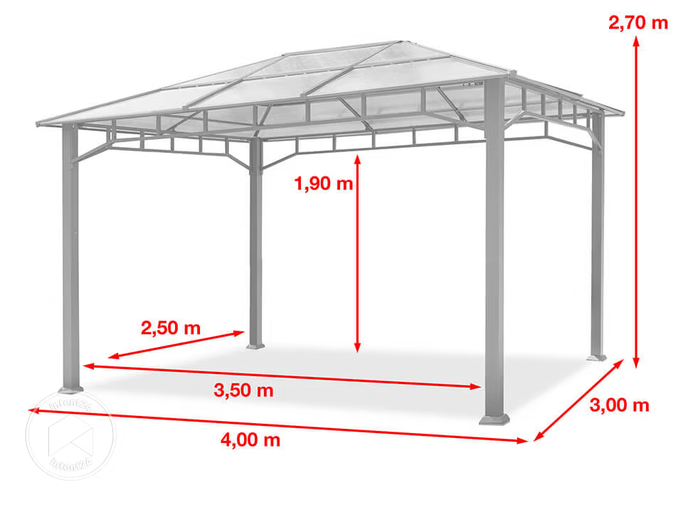Gazebo da giardino, Sunset Deluxe, tetto rigido, 3×4 m