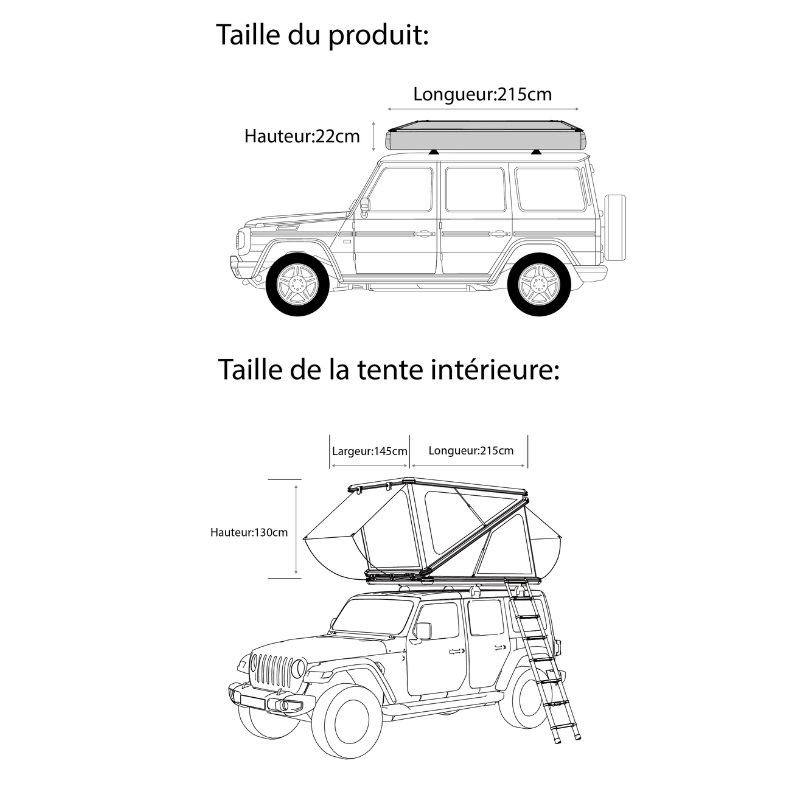 Tenda da tetto a guscio in Alluminio - 2 Persone