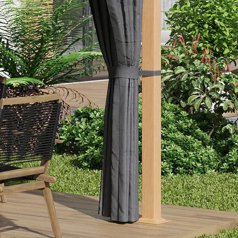 Gazebo da giardino rettangolare con tende e telo tetto in poliestere 4 x 3 m – Struttura in alluminio