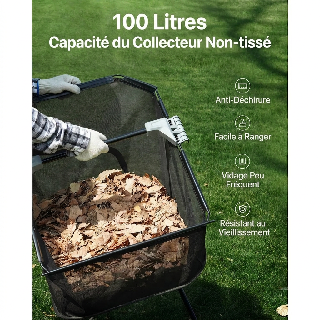 Vevor - Spazzatrice LeafMaster per Prato con Cesto a Grande Capacità