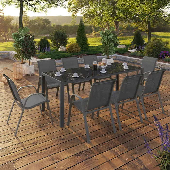 Salotto da giardino MADRID tavolo 190 CM e 8 sedie impilabili