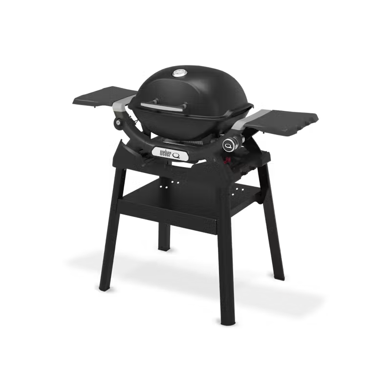 Barbecue a gas Q 1200N con tavolini laterali e supporto compatto