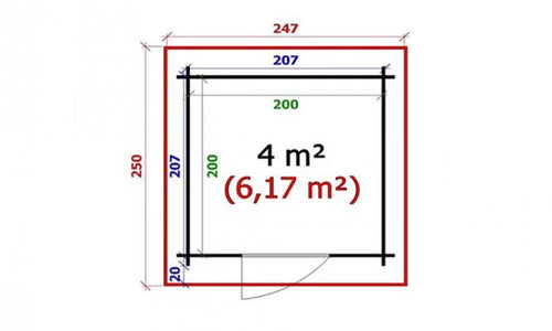 Casetta da giardino OUVRIER 1 34 mm - 4m² interno