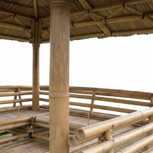 Paillote in Bambù con Panche M2 | Gazebo & Pergola Naturale con Tavoli | Tetto in Bambù o Palma | 250x250 & 300x300 cm