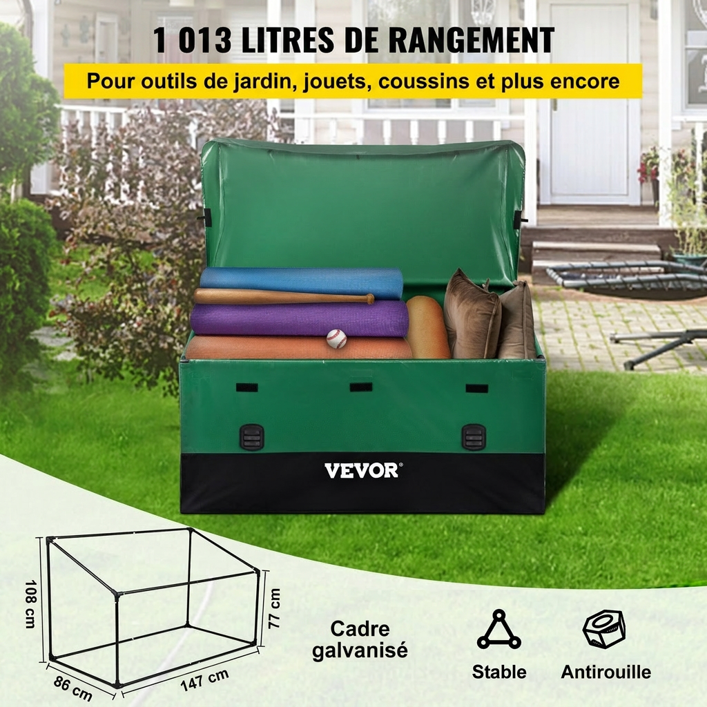 VEVOR - Baule di Stoccaggio Esterno XXL 1013L - 147x86x108cm