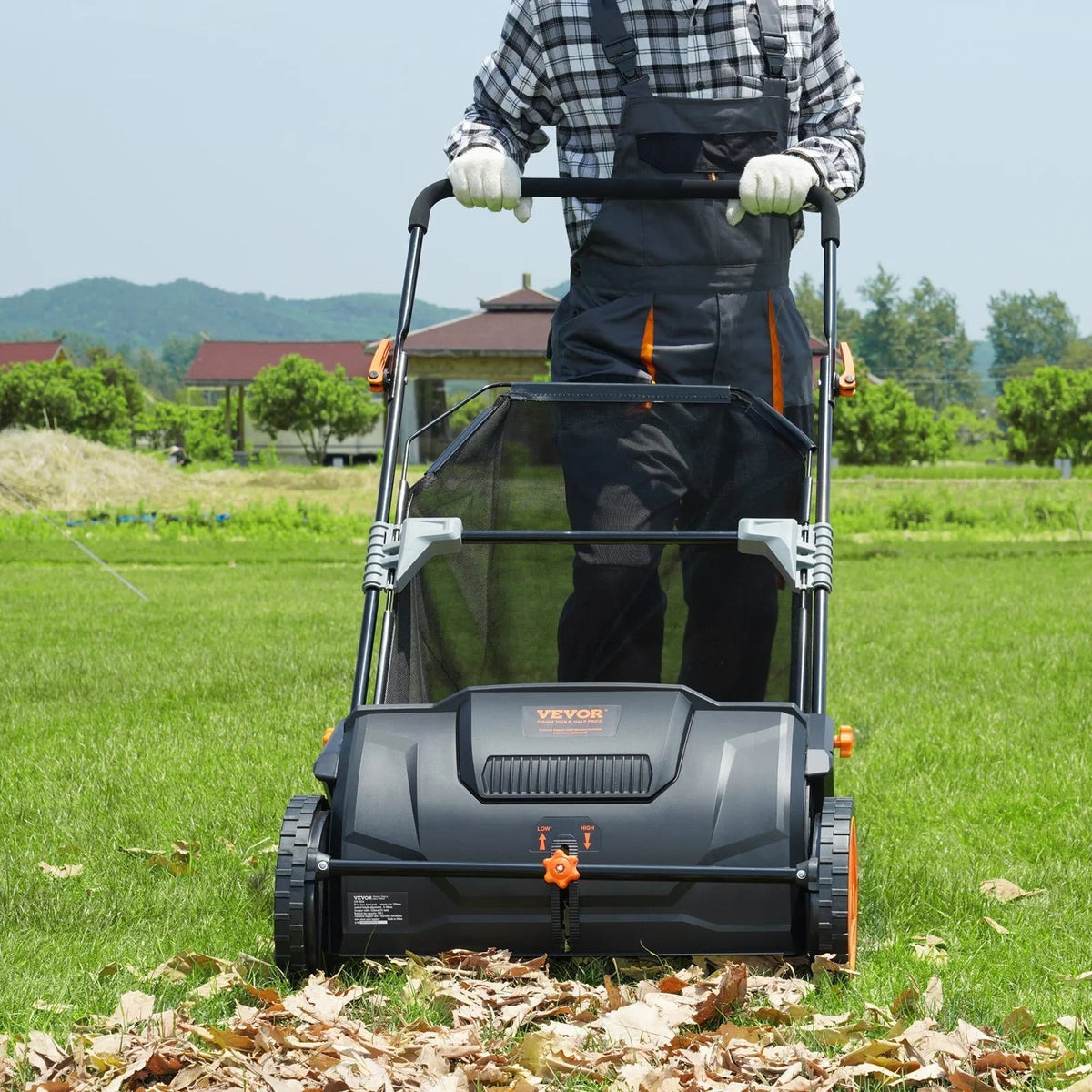 Vevor - Spazzatrice LeafMaster per Prato con Cesto a Grande Capacità