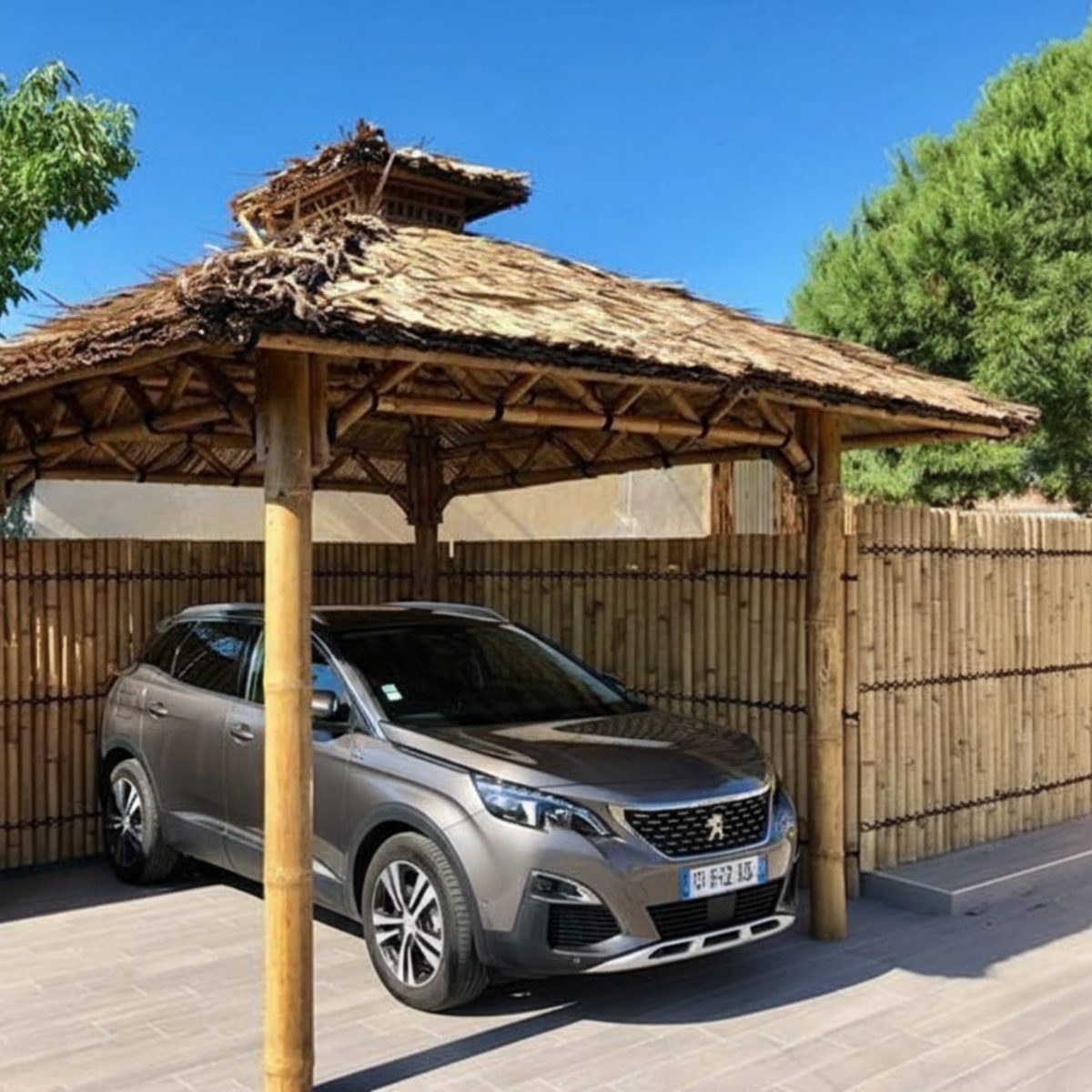 Paillote in Bambù da Giardino | Gazebo & Pergola Naturale con Tetto in Bambù o Palma | 250x250 & 300x300 cm