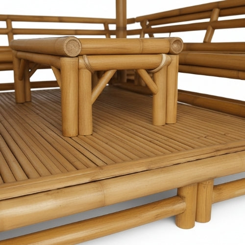 Paillote in Bambù con Panche M2 | Gazebo & Pergola Naturale con Tavoli | Tetto in Bambù o Palma | 250x250 & 300x300 cm