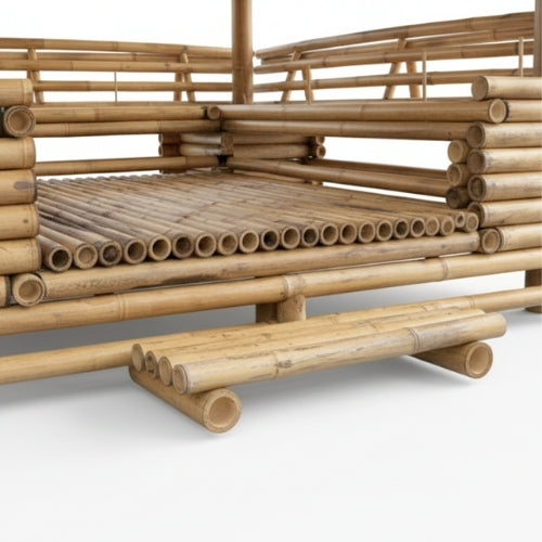 Paillote in Bambù con Panche M2 | Gazebo & Pergola Naturale con Tavoli | Tetto in Bambù o Palma | 250x250 & 300x300 cm