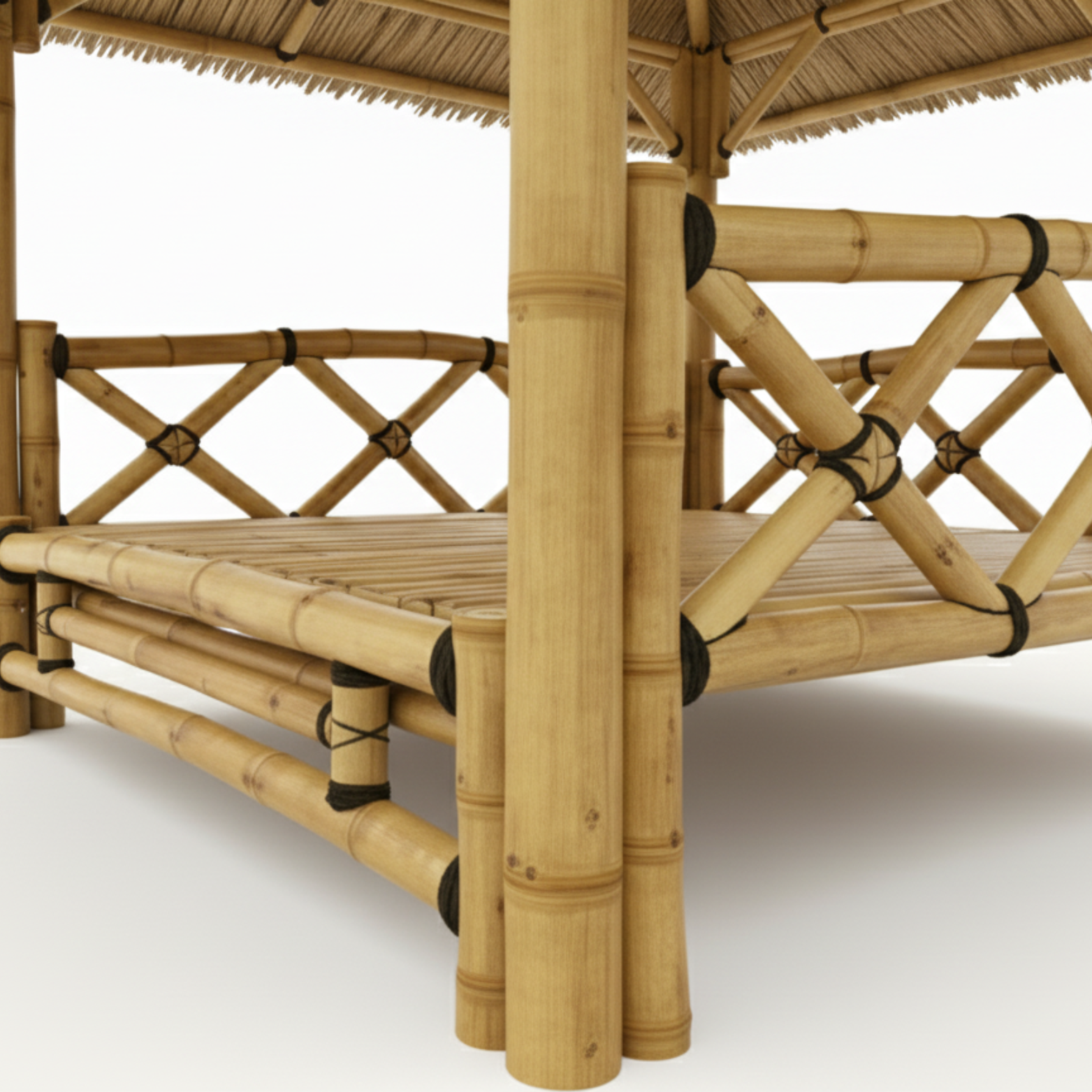 Paillote in Bambù con Pavimento Sopraelevato | Gazebo & Pergola Balinese con Tetto in Bambù o Palma | 250x250 & 300x300 cm