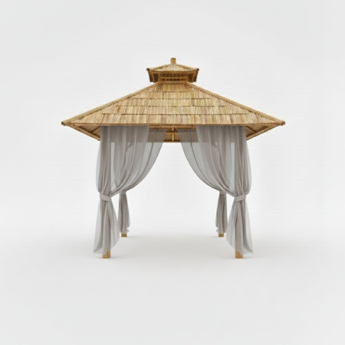 Paillote in Bambù da Giardino | Gazebo & Pergola Naturale con Tetto in Bambù o Palma | 250x250 & 300x300 cm