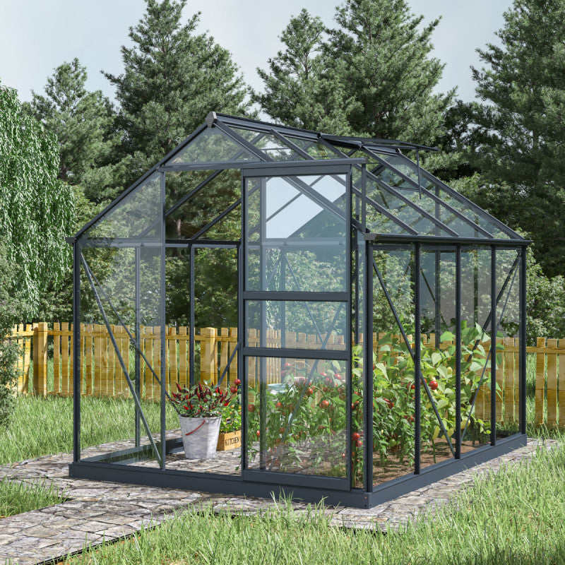 Serra da Giardino 4,57m² in Alluminio Antracite e Vetro Temperato 4mm - RINCA