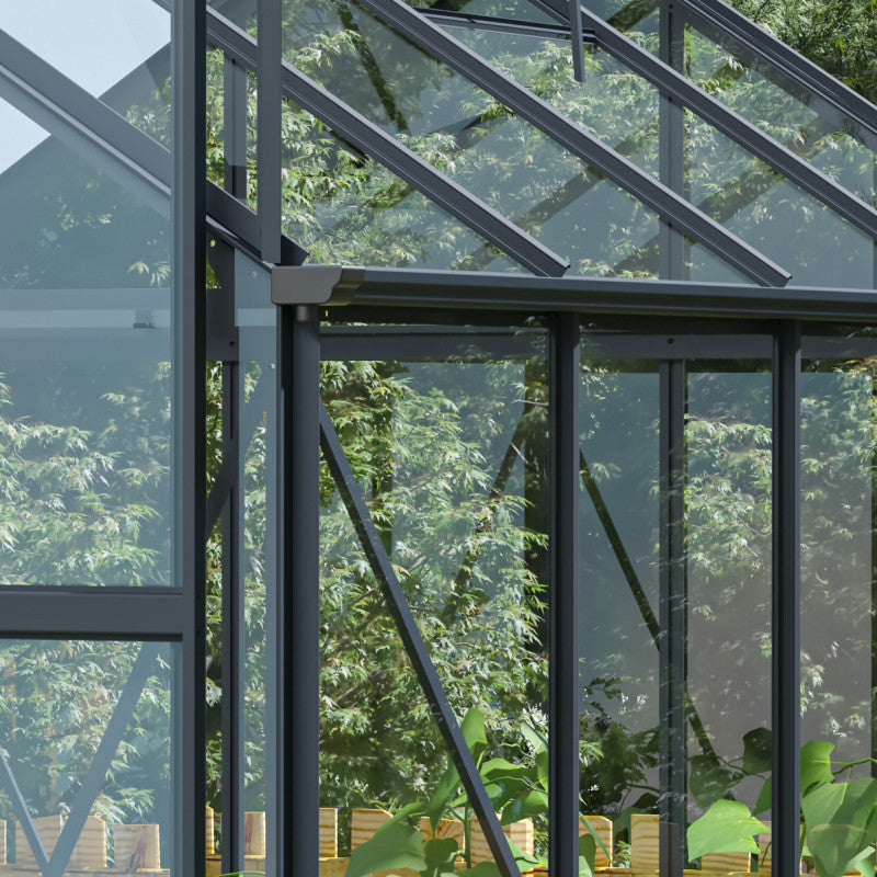 Serra da Giardino 4,57m² in Alluminio Antracite e Vetro Temperato 4mm - RINCA