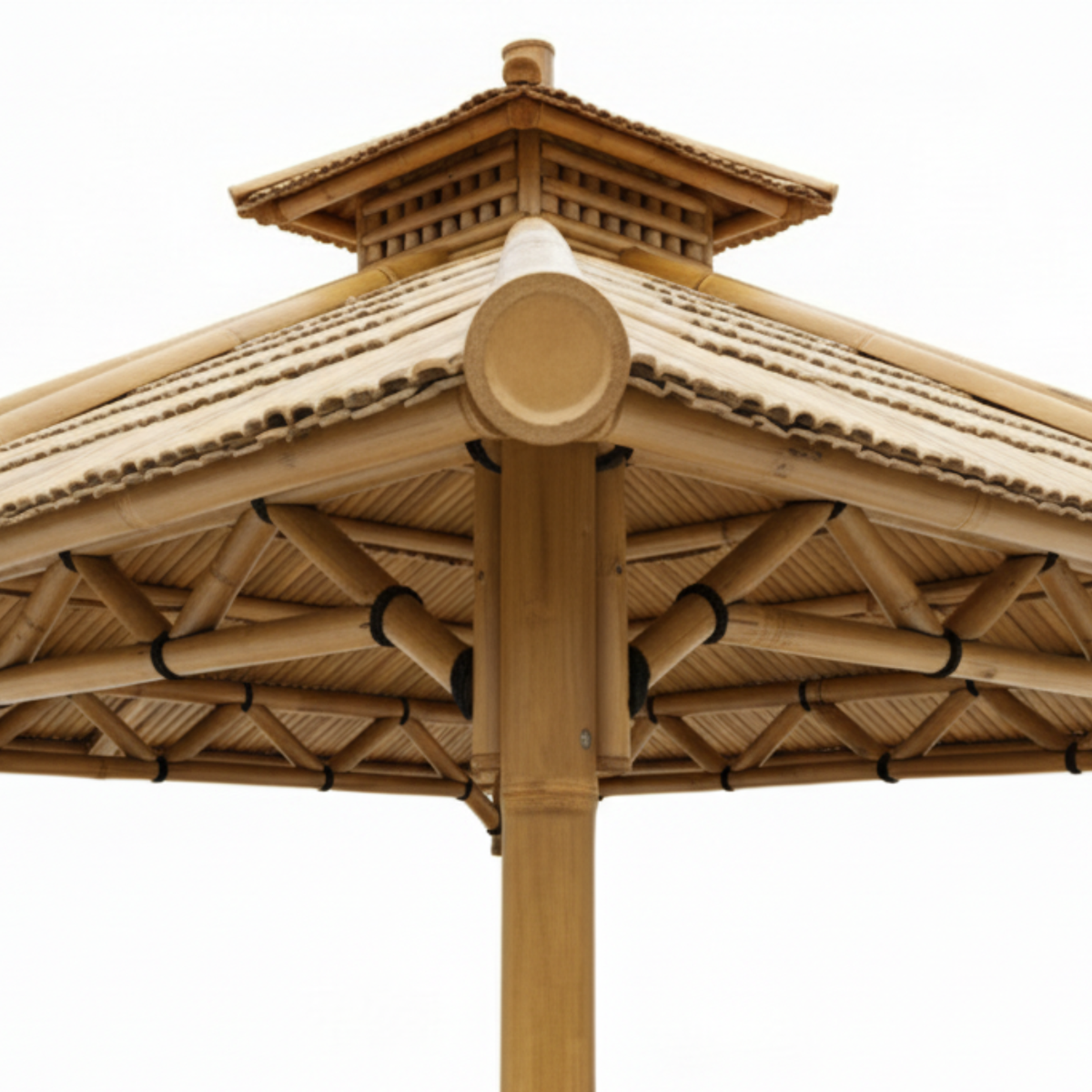 Paillote in Bambù con Panche M1 | Gazebo & Pergola Naturale con Spazio Pranzo | Tetto in Bambù o Palma | 250x250 & 300x300 cm
