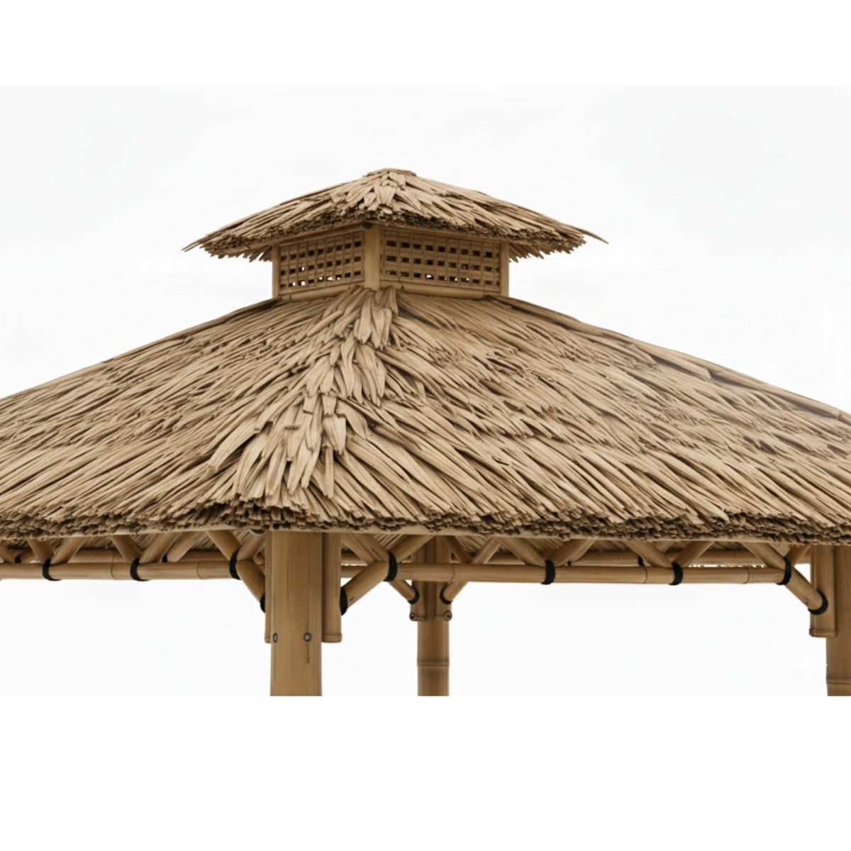 Paillote in Bambù con Panche M1 | Gazebo & Pergola Naturale con Spazio Pranzo | Tetto in Bambù o Palma | 250x250 & 300x300 cm