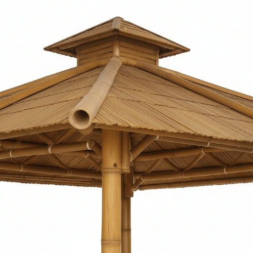 Paillote in Bambù con Panche M2 | Gazebo & Pergola Naturale con Tavoli | Tetto in Bambù o Palma | 250x250 & 300x300 cm